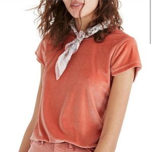 Madewell Velvet Salmon Plush T-shirt Top